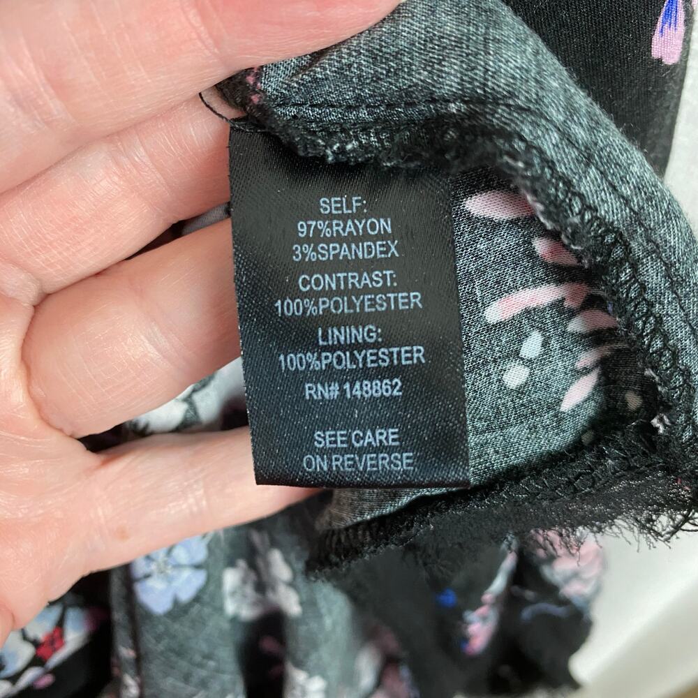 Torrid Black&Pink Floral Challis Mini Dress Sz.24W - Picture 12 of 14
